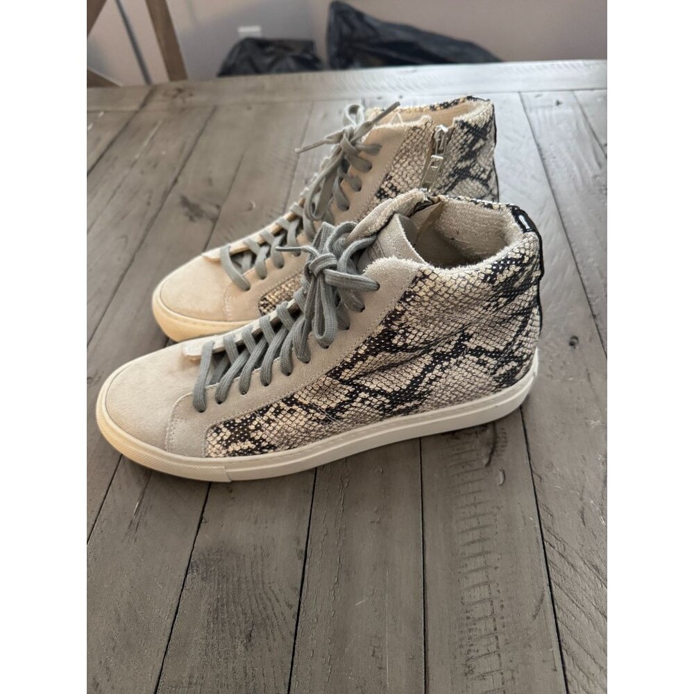 P448 Star High Top Sneakers Silver Python Snake L… - image 2